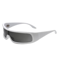 Cramilo Eyewear Sunglasses White Orion - Futuristic Wrap Around Fashion Rectangle Shield Sunglasses