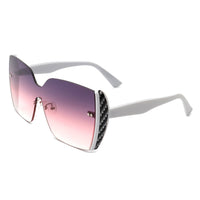 Cramilo Eyewear Sunglasses White/Purple Xanadune -  Square Oversize Half Frame Tinted Retro Fashion Women Sunglasses