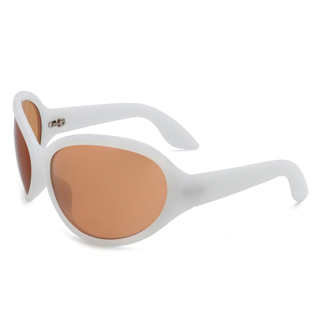 Cramilo Eyewear Sunglasses White Quinlan - Women Oversize Round Wraparound Fashion Sunglasses