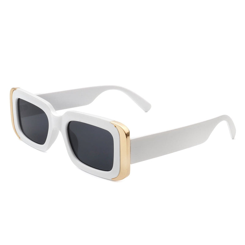 Cramilo Eyewear Sunglasses White Quixotic - Rectangle Narrow Fashion Tinted Square Sunglasses