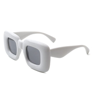 Cramilo Eyewear Sunglasses White Rayne - Y2K Square Inflated Chunky Retro Funny Sunglasses