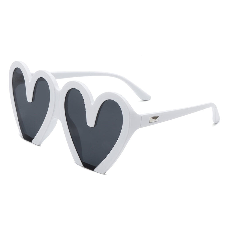 Cramilo Eyewear Sunglasses White Skylette - Heart Shaped Oversized Party Fashion Sunglasses