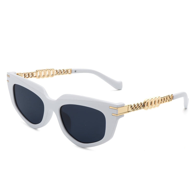 Cramilo Eyewear Sunglasses White Skylight - Women Chic Chain Link Design Fashion Cat Eye Sunglasses