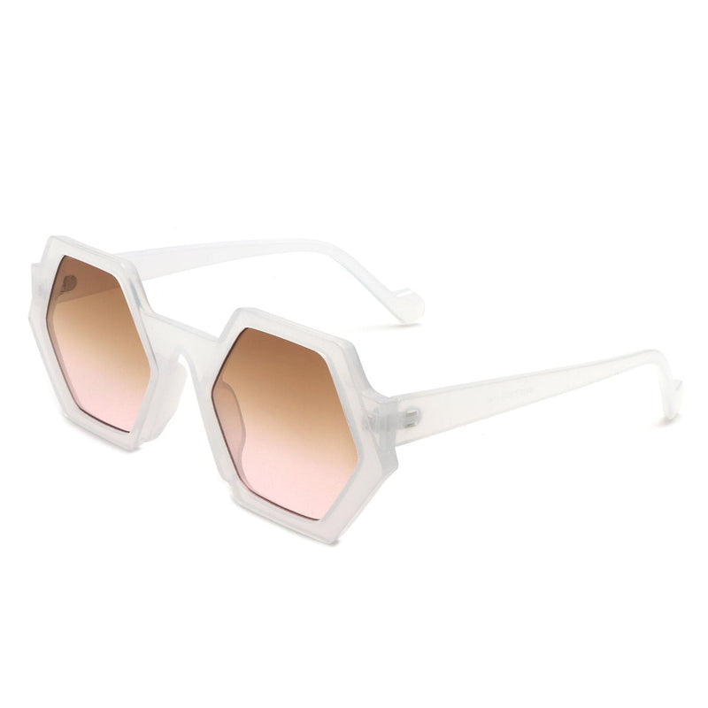 Cramilo Eyewear Sunglasses White Starpath - Geometric Round Irregular Tinted Fashion Sunglasses