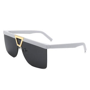 Cramilo Eyewear Sunglasses White Starview - Oversize Half Frame Tinted Fashion Square Sunglasses