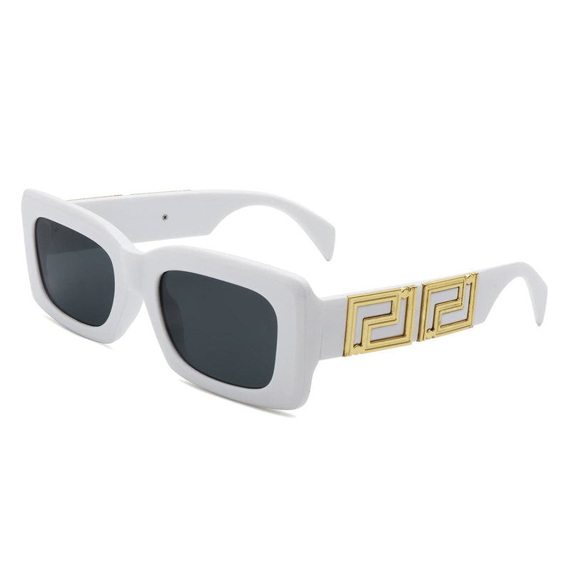 Cramilo Eyewear Sunglasses White Ublaeso - Retro Square Thick Frame Luxury Fashion Sunglasses