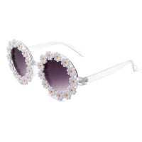 Cramilo Eyewear Sunglasses White Ysabelia - Round Daisy Flower Shape Circle Party Floral Women Sunglasses