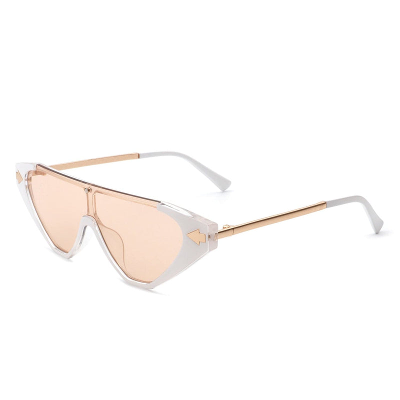 Cramilo Eyewear Sunglasses White Zedillia - Triangle Mod Irregular Fashion Vintage Geometric Retro Sunglasses