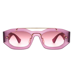 Cramilo Eyewear Sunglasses Xanadusk- Geometric Retro Irregular Brow-Bar Square Fashion Sunglasses