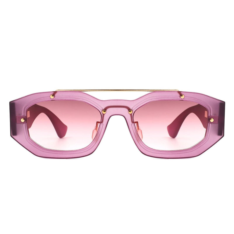 Cramilo Eyewear Sunglasses Xanadusk- Geometric Retro Irregular Brow-Bar Square Fashion Sunglasses