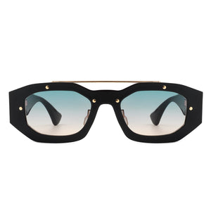 Cramilo Eyewear Sunglasses Xanadusk- Geometric Retro Irregular Brow-Bar Square Fashion Sunglasses