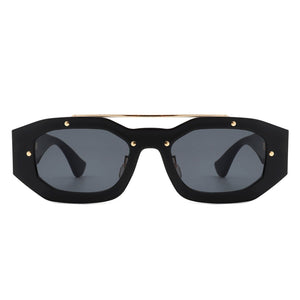 Cramilo Eyewear Sunglasses Xanadusk- Geometric Retro Irregular Brow-Bar Square Fashion Sunglasses