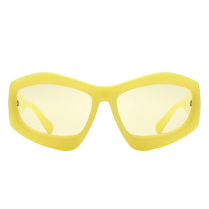 Cramilo Eyewear Sunglasses Xaron - Geometric Square Tinted Oversize Chunky Fashion Sunglasses