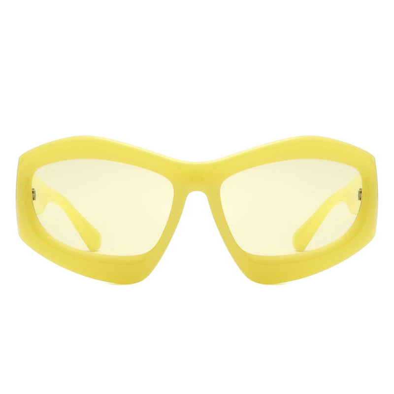 Cramilo Eyewear Sunglasses Xaron - Geometric Square Tinted Oversize Chunky Fashion Sunglasses