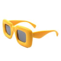 Cramilo Eyewear Sunglasses Yello Rayne - Y2K Square Inflated Chunky Retro Funny Sunglasses