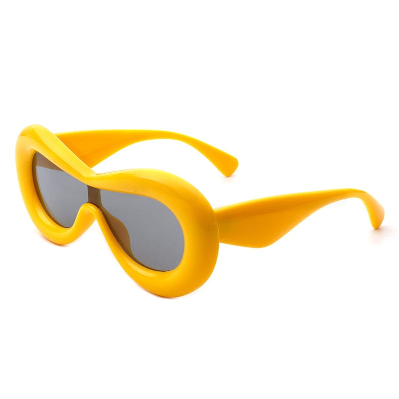 Cramilo Eyewear Sunglasses Yellow Argo - Oversized Y2K Inflated Frame One Piece Lens Sunglasses