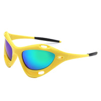 Cramilo Eyewear Sunglasses Yellow Dotrijan - Geometric Wrap Around Chunky Square Sport Sunglasses