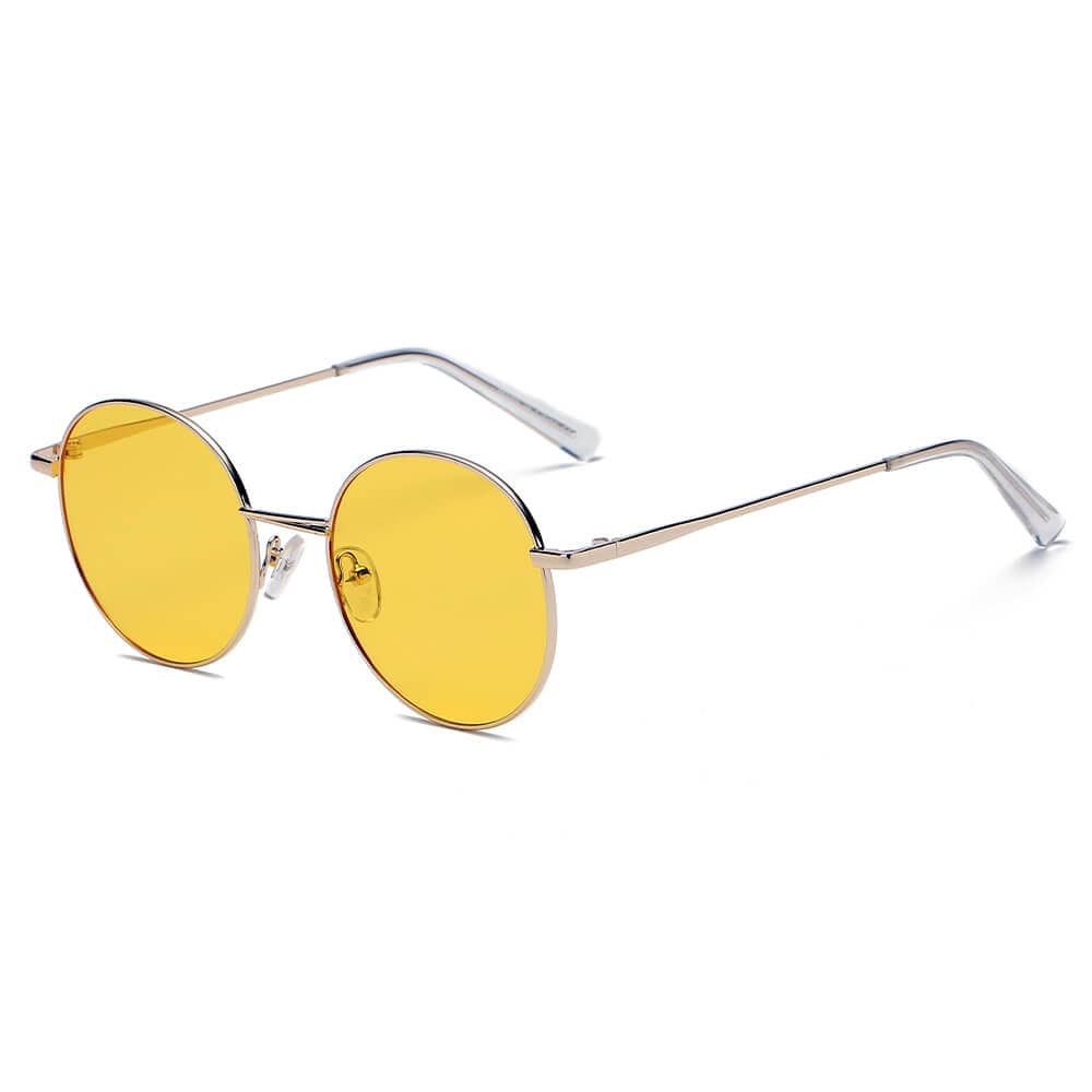 Cramilo Eyewear Sunglasses Yellow GENEVA | Retro Vintage Metal Round Oval Circle Sunglasses