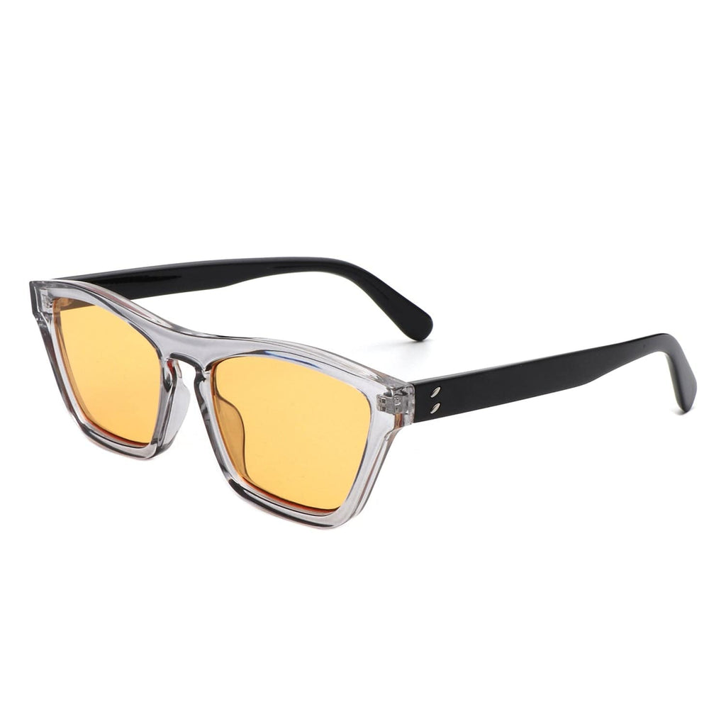 Cramilo Eyewear Sunglasses Yellow Glim - Square Chic Flat Lens Tinted Fashion Sunglasses