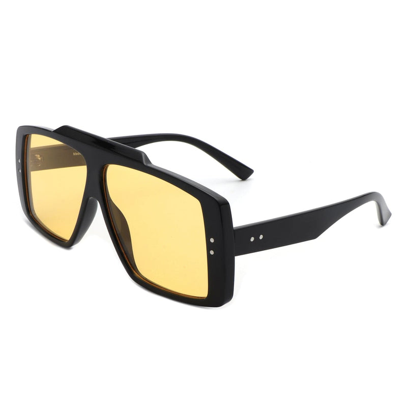 Cramilo Eyewear Sunglasses Yellow Halia - Square Retro Flat Top Vintage Inspired Fashion Sunglasses