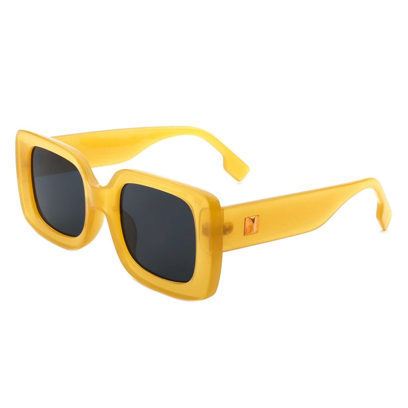 Cramilo Eyewear Sunglasses Yellow Jadestone - Square Retro Flat Top Fashion Sunglasses