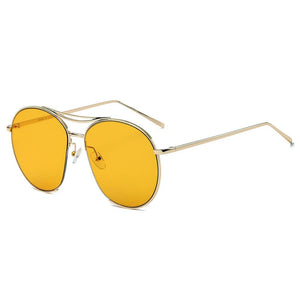 Cramilo Eyewear Sunglasses Yellow LOUDON | Oversize Tinted Lens Round Aviator Sunglasses