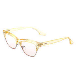 Cramilo Eyewear Sunglasses Yellow Mistique - Women Retro Half Frame Square Fashion Cat Eye Sunglasses