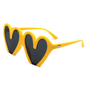 Cramilo Eyewear Sunglasses Yellow Skylette - Heart Shaped Oversized Party Fashion Sunglasses