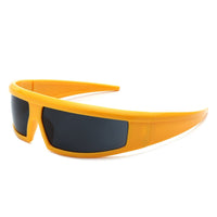 Cramilo Eyewear Sunglasses Yellow Starwise - Rectangle Y2K Futuristic Sports Flat Top Wrap Around Sunglasses