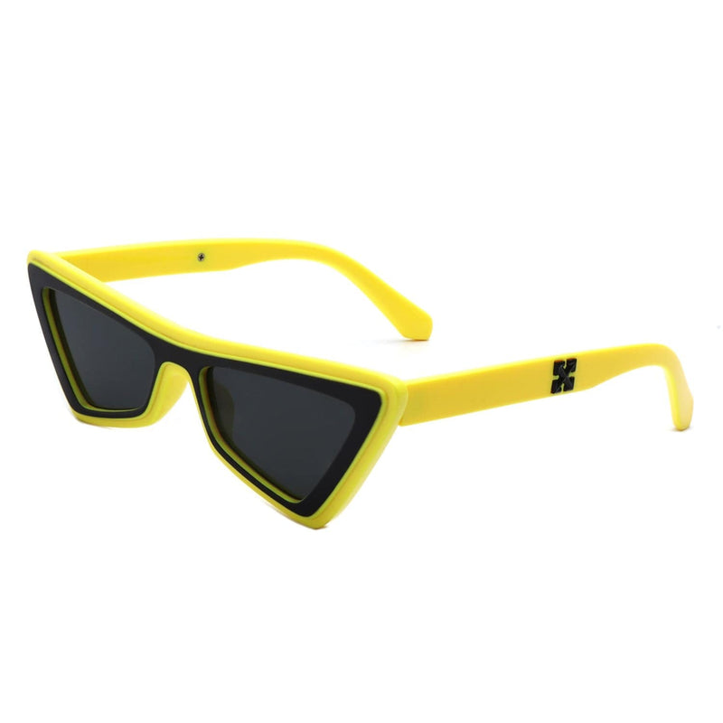 Cramilo Eyewear Sunglasses Yellow Sublar - Retro Triangle Fashion Colorful Cat Eye Women Sunglasses