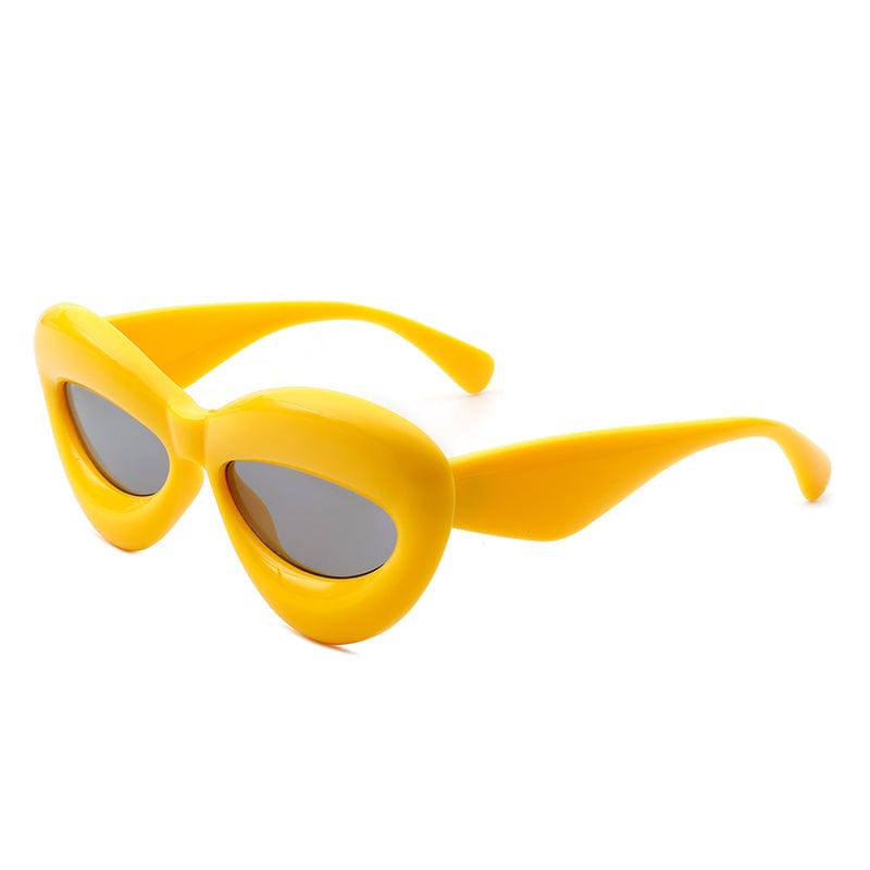 Cramilo Eyewear Sunglasses Yellow Vexa - Fashion Trendy Cat-eye Thick Frame Lip Sunglasses