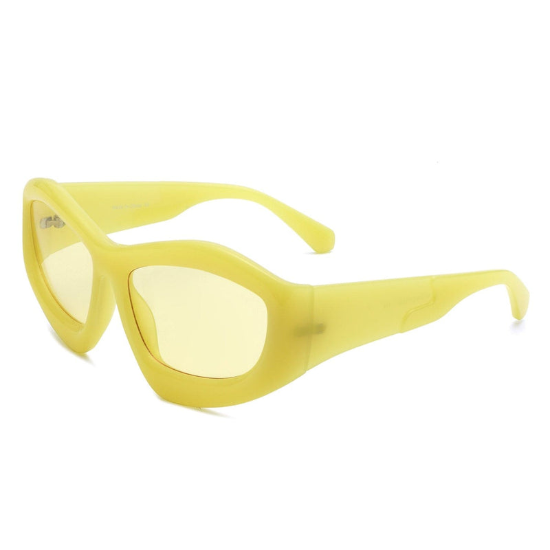 Cramilo Eyewear Sunglasses Yellow Xaron - Geometric Square Tinted Oversize Chunky Fashion Sunglasses