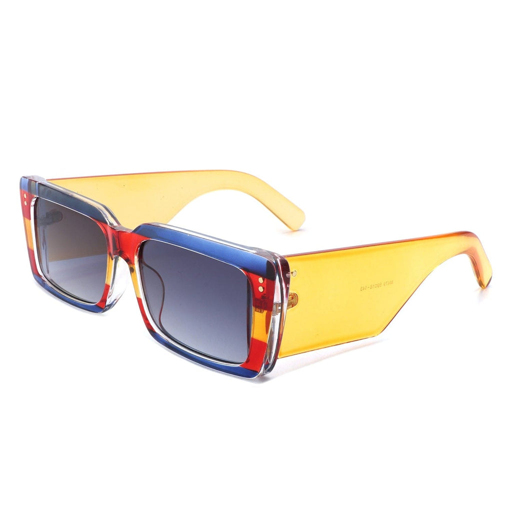 Cramilo Eyewear Sunglasses Yellow Yoplines - Rectangle Flat Top Retro Tinted Chunky Square Sunglasses