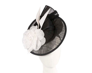 Cupids Millinery Women's Hat Black Large black and white racing fascinator