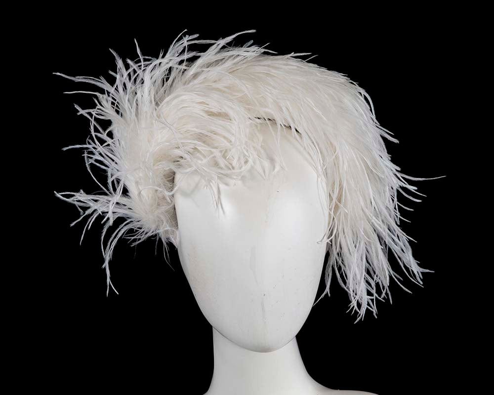 Cupids Millinery Women's Hat Cream Bespoke cream headband with оstriсh feathers by Cupids Millinery