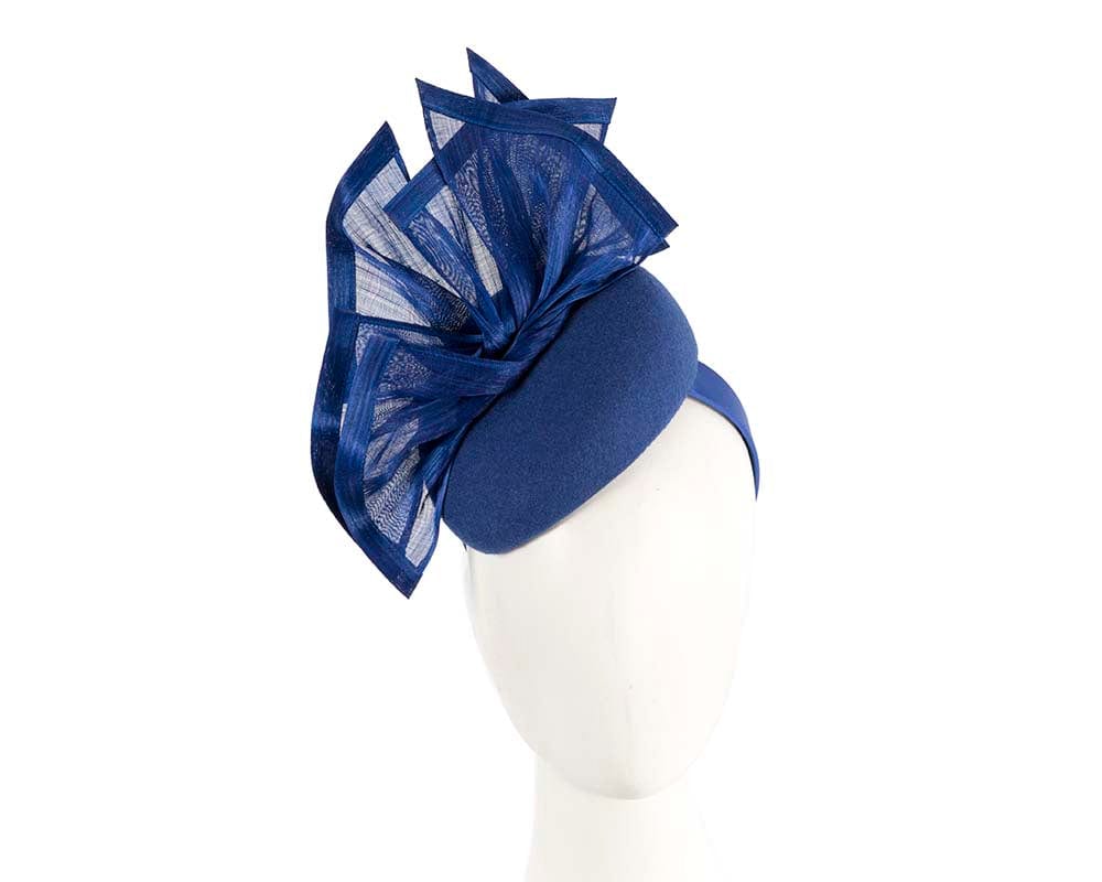 Cupids Millinery Women's Hat Navy Bespoke royal blue winter racing fascinator by Fillies Collection