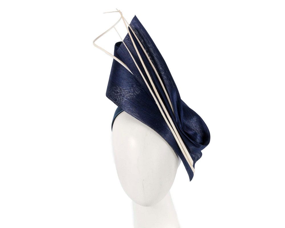 Cupids Millinery Women's Hat Navy Edgy navy & white fascinator by Fillies Collection