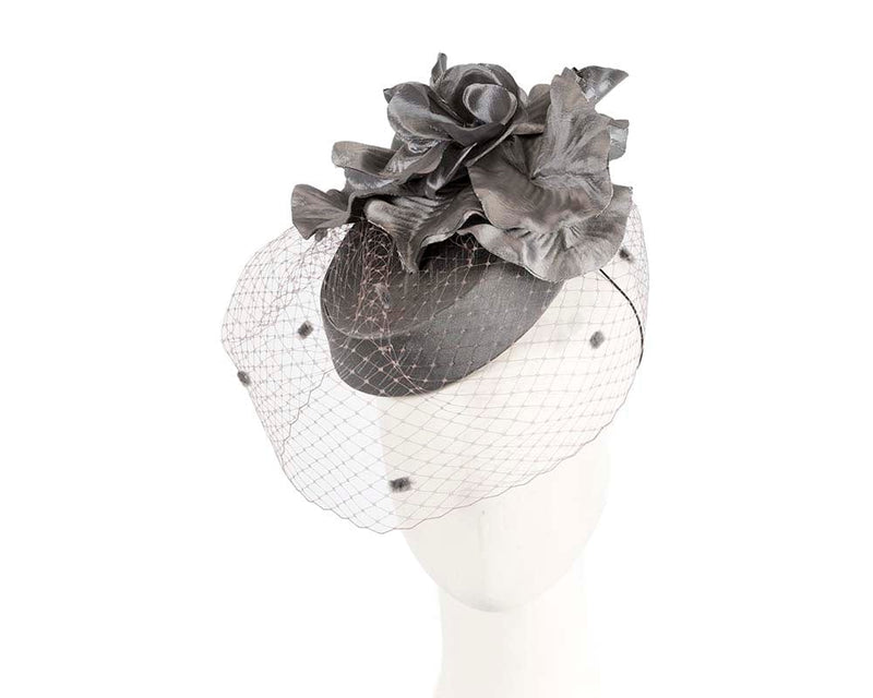 Cupids Millinery Women's Hat Silver Exclusive pillbox fascinator hat by Cupids Millinery