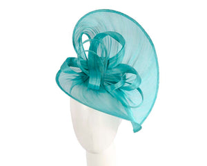 Cupids Millinery Women's Hat Turquoise Large turquoise silk abaca heart fascinator