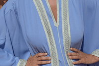 D'Ici Et D'Ailleurs Women's Kaftan Blue / OS Moroccan Dress - 2 Pieces Crepe Co-ord in Blue