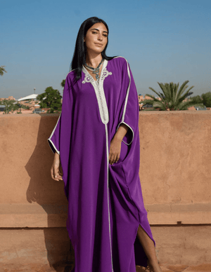 D'Ici Et D'Ailleurs Women's Kaftan OS / Purple Moroccan Dress - Oversized Crepe Kaftan in Purple