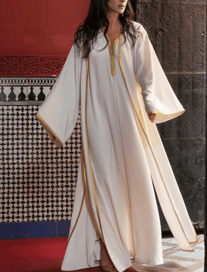 D'Ici Et D'Ailleurs Women's Kaftan White / OS Moroccan Dress - 2 Kaftans Matching Set Co-ord in White