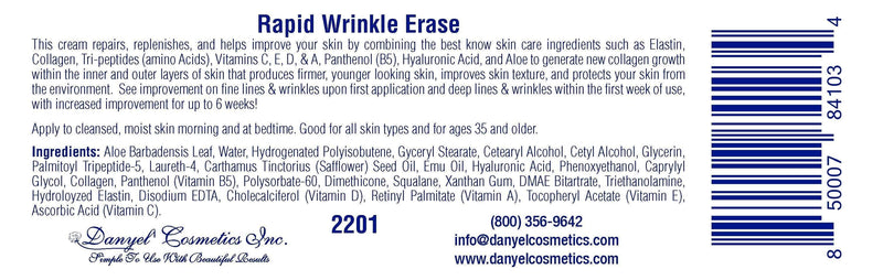 Danyel Cosmetics Skin Care Rapid Wrinkle Erase - A Treatment Alternative Cream