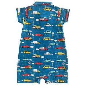 AnnLoren Automobile Cars Trucks Spring Collar Baby Boys Romper Toddler Jumpsuit Sizes 3M - 24M