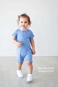 Eclipse Kids Baby & Toddler Bodysuit Henley Short Sleeve Romper - Chambray Blue