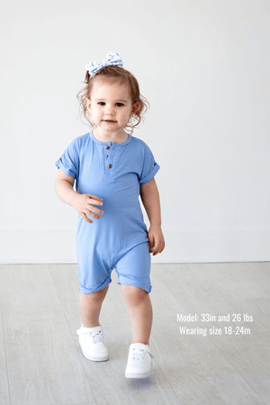 Eclipse Kids Baby & Toddler Bodysuit Henley Short Sleeve Romper - Chambray Blue