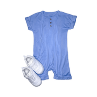 Eclipse Kids Baby & Toddler Bodysuit Henley Short Sleeve Romper - Chambray Blue