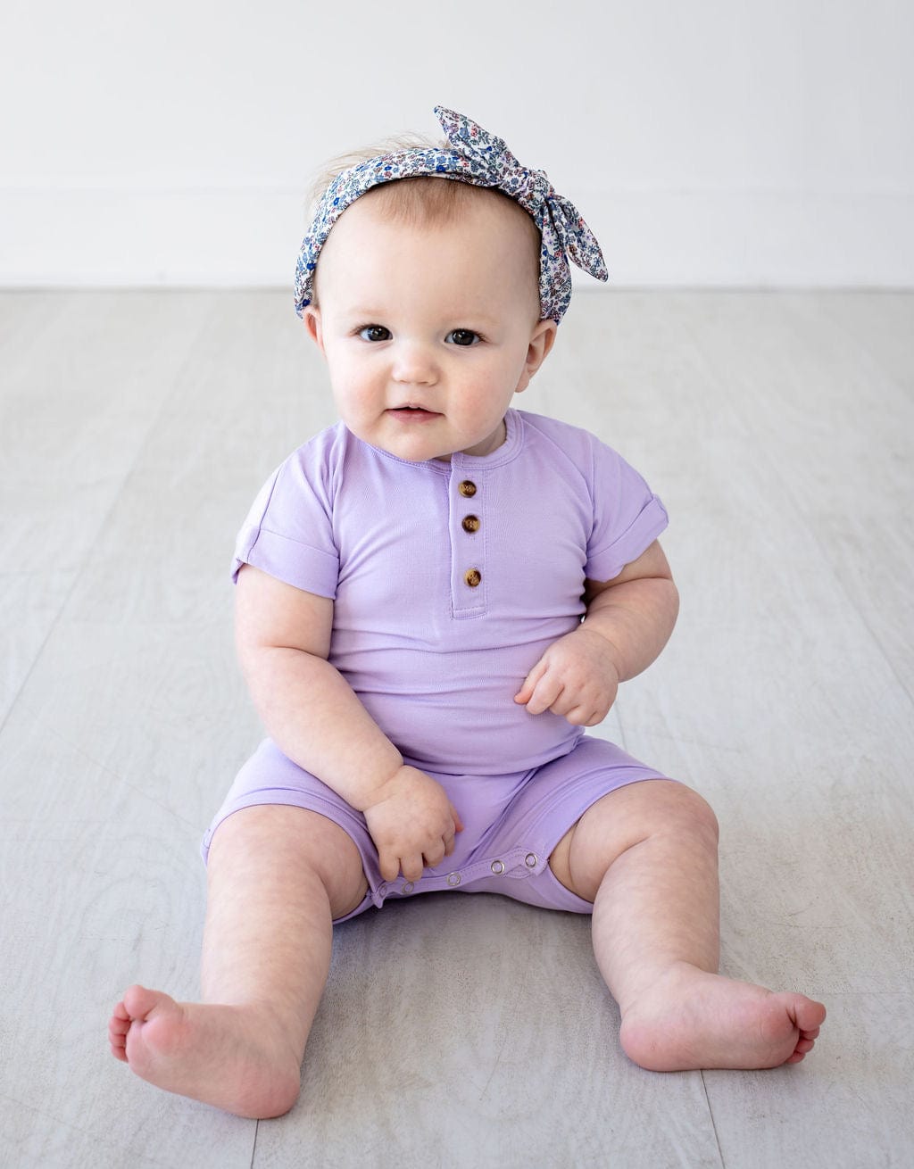 Eclipse Kids Baby & Toddler Bodysuit Henley Short Sleeve Romper - Pastel Lilac