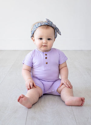 Eclipse Kids Baby & Toddler Bodysuit Henley Short Sleeve Romper - Pastel Lilac