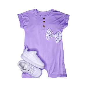 Eclipse Kids Baby & Toddler Bodysuit Henley Short Sleeve Romper - Pastel Lilac